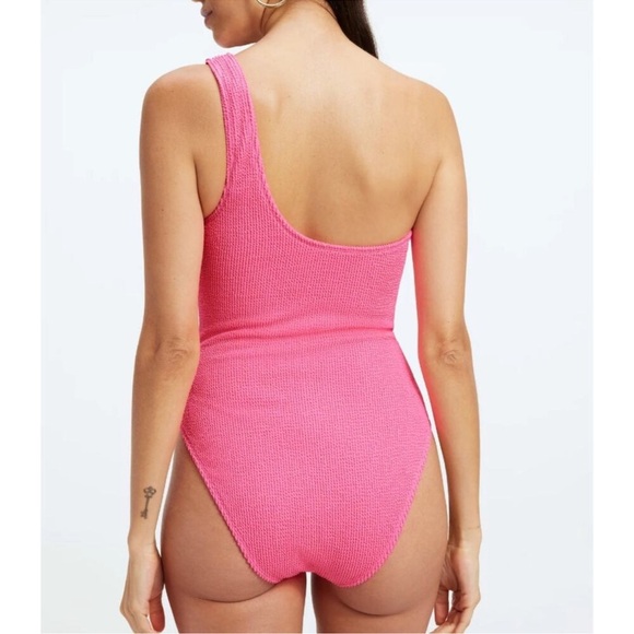 GOOD AMERICAN Always Fits One Shoulder One Piece Swimsuit in Bright Pink - Picture 3 of 9